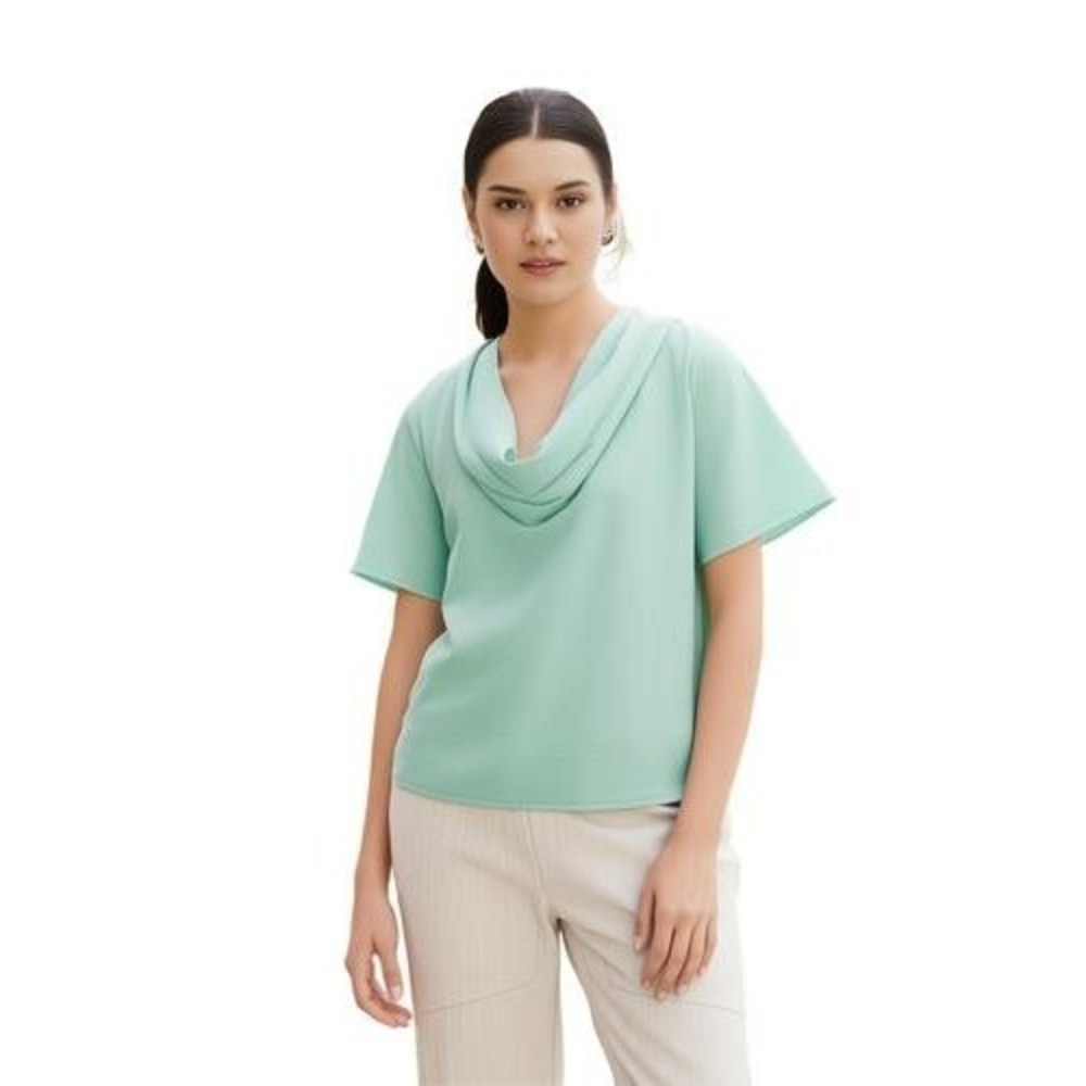 Women Top Unbranded Women Mint Green Polyester Draped Front‎ Neckline Top Size M